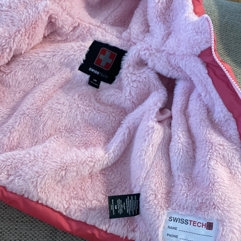 12 Month Pink Baby Puffer Coat - Picture 3 of 6